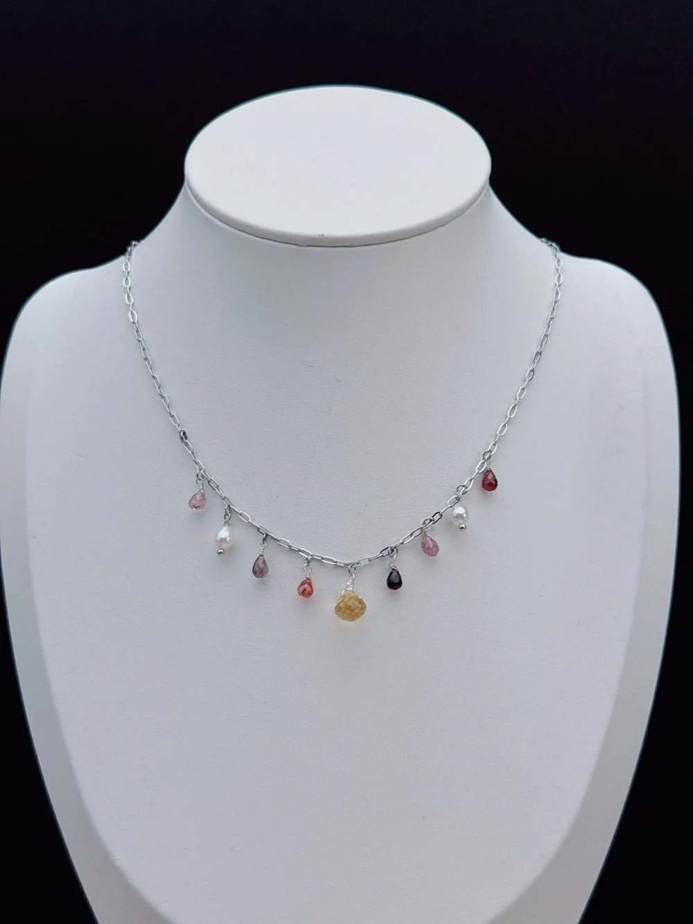 26X524 Handmade Freshwater Pearl High Quality Spinel Citrine Stainless Necklace